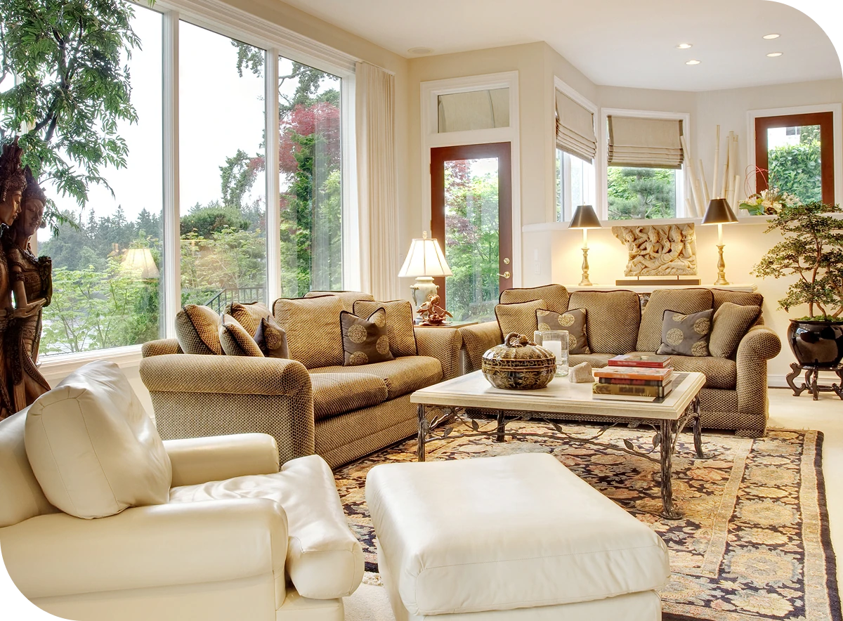 Modern living room with natural light